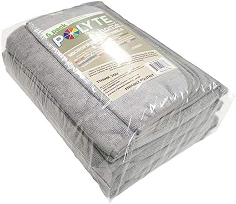 60 30 Set, 6 POLYTE Oversize, x in., Quick Dry Lint Free Microfiber Bath Towel Piece (Gray)