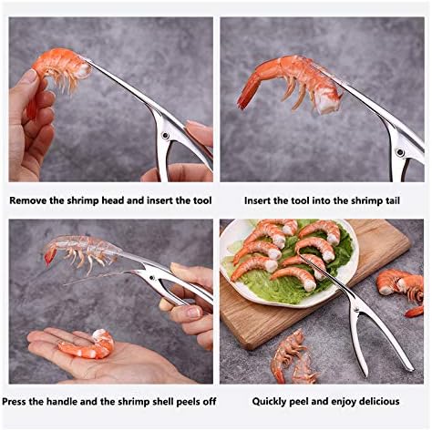 ELEDUCTMON 2-in-1 Shrimp Deveiner Tool with Ergonomic Handle - Seafood Peeler Knife for Kitchen, BBQ - Dishwasher Safe