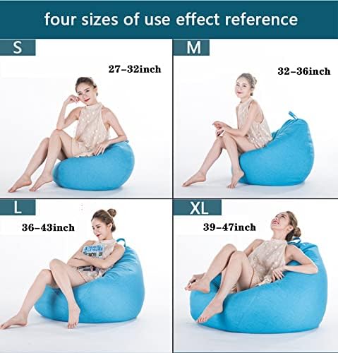 Extra Soft Stuffed Animal Storage Bean Bag Cover (No Filler), Cotton Linen Memory Foam Replacement Cover for Adults,