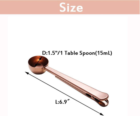 3 PCS Coffee Scoop with Clip, 2 in 1 Stainless Steel Measuring Spoon, 1 tbsp for Coffee and Tea