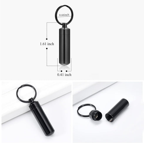 Cremation Jewelry Urn Keychain for Ashes, Cylinder Keepsake Necklace for Women and Men