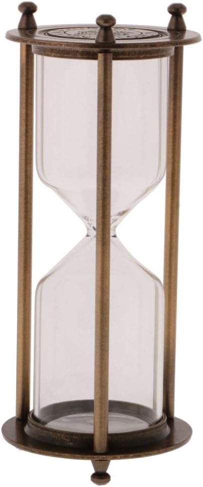 Retro Metal Sandglass Hourglass Sand Timer Without Sand for Home Office Decoration (Bronze - L)