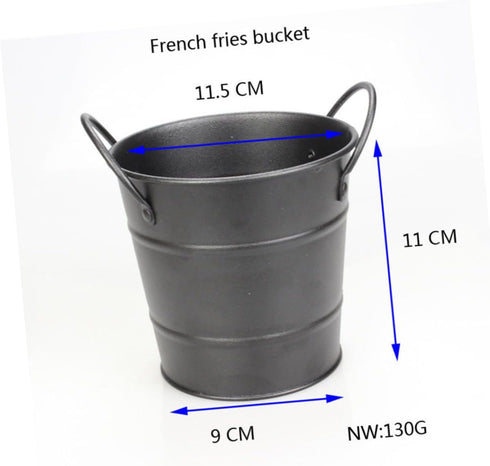 Small Black Metal Food Container, Portable Ice Bucket, Mini Tinplate Basket, Dipping Sauce Snack Bucket, Metal Barrel