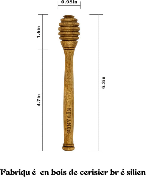 KYVANDO 2pcs, 6.3 Inch Brazilian Cherry Wood Honey Dipper - Durable & Warp-Resistant, Preserves Honey Purity