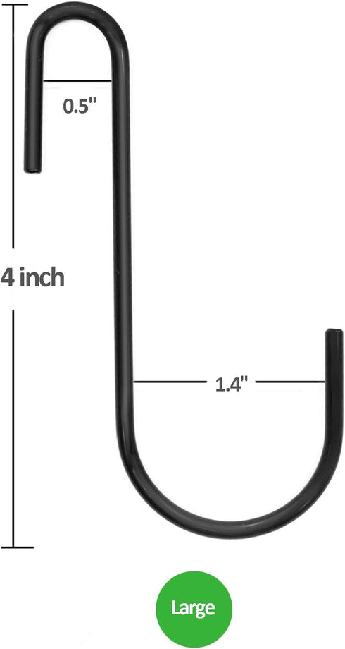 18 Pack ESFUN 4 inch Heavy Duty S Hooks, Black S Shaped Hooks for Hanging Kitchenware, Clothes, and Plants