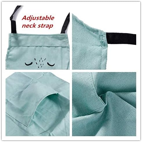 YOLOPARK Lovely Parent and Child Apron, Comfortable Simple Apron with Pocket for Cooking, Pack of 2