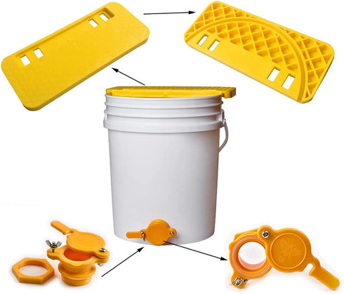5 10pcs Set Gallon Plastic Honey Bucket Kit - Honey Harvesting Tool with Gate Valve, Filter & Beekeeping Supplies |