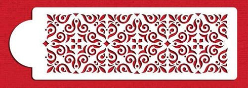 Designer Stencils Mexican Tile Cake Stencil Tier 4, Beige/Semi-Transparent