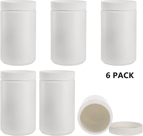 6 Pack 33 Oz 1 DEAYOU Plastic Mason Jars, Quart Ice Cream Containers with Screw Top Lid, Plastic Freezer Jar Reusable