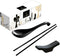 12 Pieces Ramen Set: 4 Black Spoons, 4 Chopsticks, 4 Stand Rest, Unbreakable Melamine for Japanese and Chinese Food