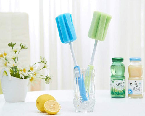 VASANA 3PCS Sponge Cleaning Brush Set, Adjustable Long Handle Cup Bottle Scrubber Sponges for Baby Bottles
