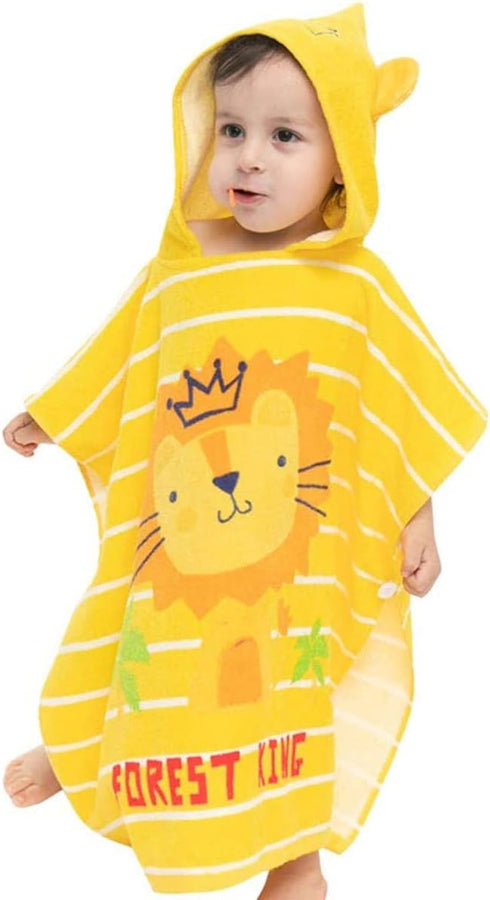 Gneliwm Swimming Kids Hooded Beach Towel Poncho Children Bath Towel Wrap Cotton Animal Pattern Toddler Pool Shower