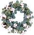 Idyllic Eucalyptus and Cotton Wreath, 14 Inches Artificial Decor for Farmhouse, Garden, Wedding, Natural Twig Base