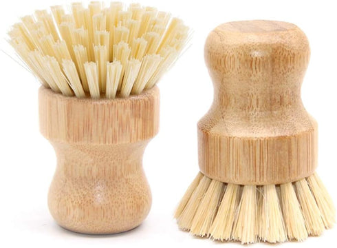 4 Packs Bamboo Palm Scrub Brush, Natural Dish Scrubber for Cast Iron Pots, Kitchen Sink