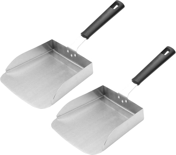 Large Griddle Scoop (2pcs) for Hibachi Cooking, Stainless Steel Food Shovel for Grilling Accessories