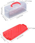 Portable Bread Box with Handle, 13inch Translucent Dome for Loaf Cake, Pastries, Bagels, Bread Rolls (Red)