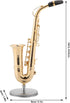 Instrument Ornament Gold Plated Miniature Saxophone Ornament Replica Musical Model with Gift Case for Christmas