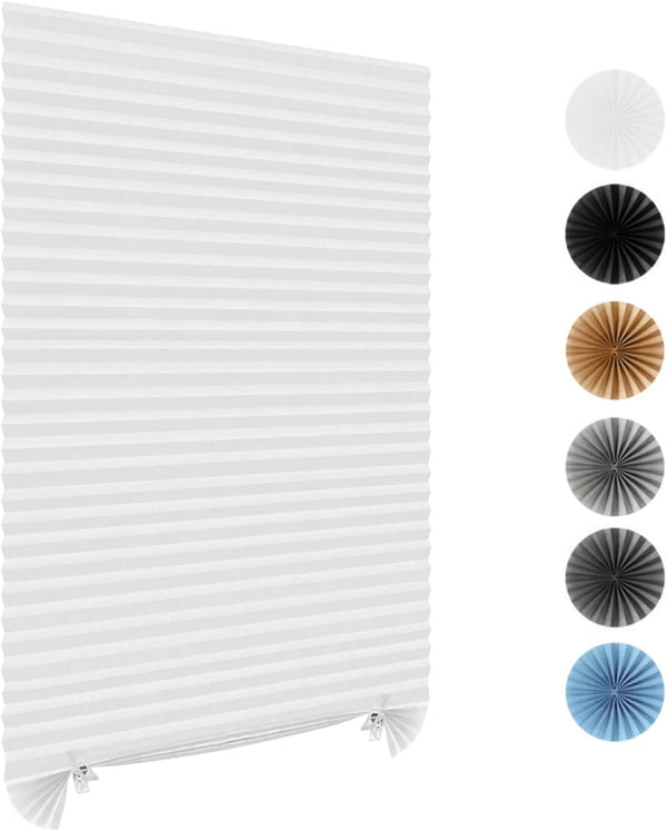 Pleated Window Shades, Temporary Cordless Light Filtering Blinds, Room Darkening Shades for Office, 24 x 59 Inch
