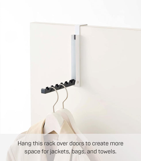 Yamazaki Over The Door Hooks, Alloy Steel, Folding Hanging Coat Rack, Black 7162