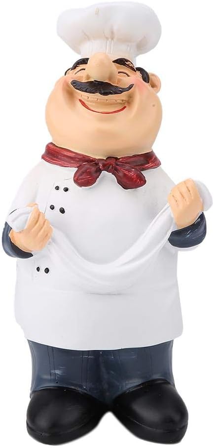 FTVOGUE Chef Figurines, Vintage Country Happy Chef Resin Figurine for Home, Restaurant, Cafe Tabletop Decor,