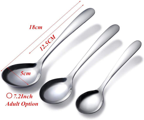 18/8 Stainless Steel Adult Soup Spoon, Large Heavy Weight Dinner Spoon, 4-Piece Set (7.2 Inch)