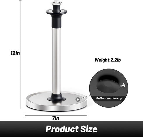 VEHHE Paper Towel Holder Countertop with Unique Damping Spring Structure for One-Handed Tearing