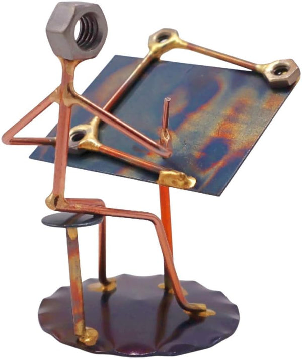 Draftsman Collectible Handmade Metal Art Figurine - Desk Accessories, Trophy, and Office Décor Gift