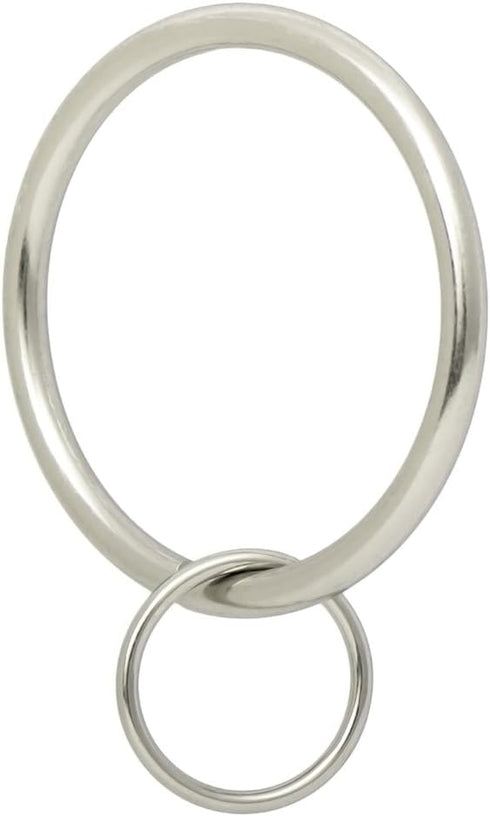 Ivilon Drapery Eyelet Curtain Rings, 2" Ring Loop for Hook Pins, Set of 14, Brushed Nickel