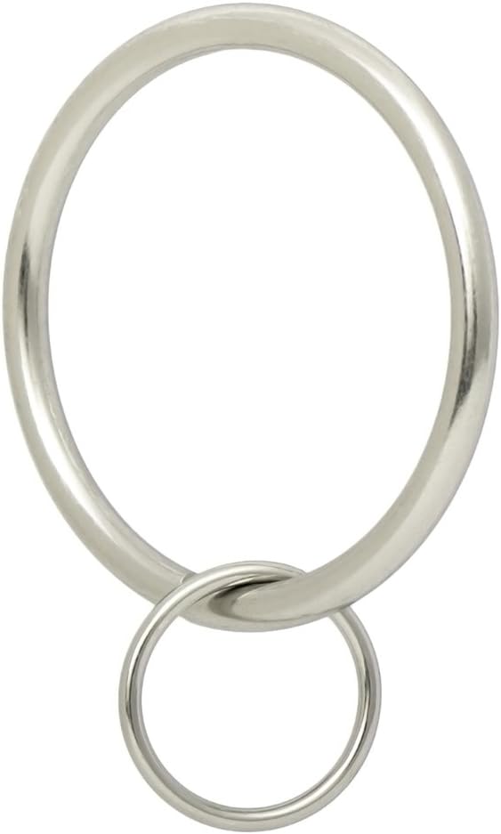 Ivilon Drapery Eyelet Curtain Rings, 2" Ring Loop for Hook Pins, Set of 14, Brushed Nickel