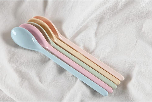 5 Pcs Long Handle Melamine Spoons, Colorful Coffee Spoons for Ice Cream, Cocktail Mixing