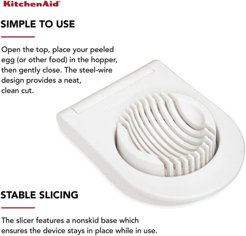9 Inch, KitchenAid Classic Egg Slicer with Stainless Steel Wires, White