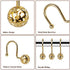 12Pcs Luxury Quality Hollow Ball Shower Curtain Hooks, Rustproof Stainless Steel Rings for Bathroom Rod (Gold)