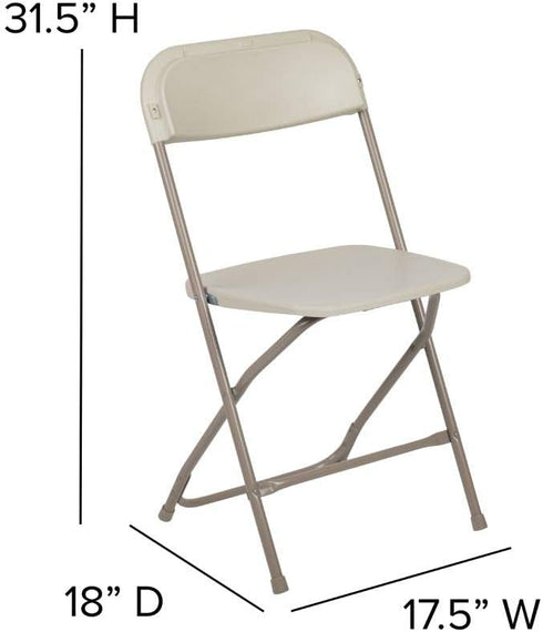 2 Pack 650LB Flash Furniture Hercules Series Plastic Folding Chair - Beige - Weight Capacity Comfortable Event