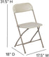 2 Pack 650LB Flash Furniture Hercules Series Plastic Folding Chair - Beige - Weight Capacity Comfortable Event