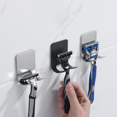 Razor Holder Shaver Hook Hanger Stand (2 Pack), Self Adhesive Stainless Steel Heavy Duty Utility Storage Hook for
