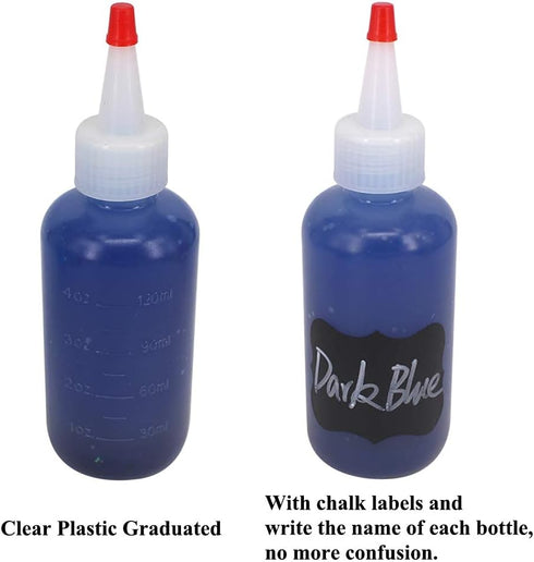 12 Pack Empty 4-Ounce Plastic Squeeze Bottles with Red Tip Caps, Multipurpose Squirt Bottle for Various Uses