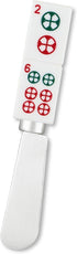 Mahjong Tile Cheese Spreaders - Hand-Painted Resin Handles with Stainless Steel Blades, Set of 4 Assorted Designs