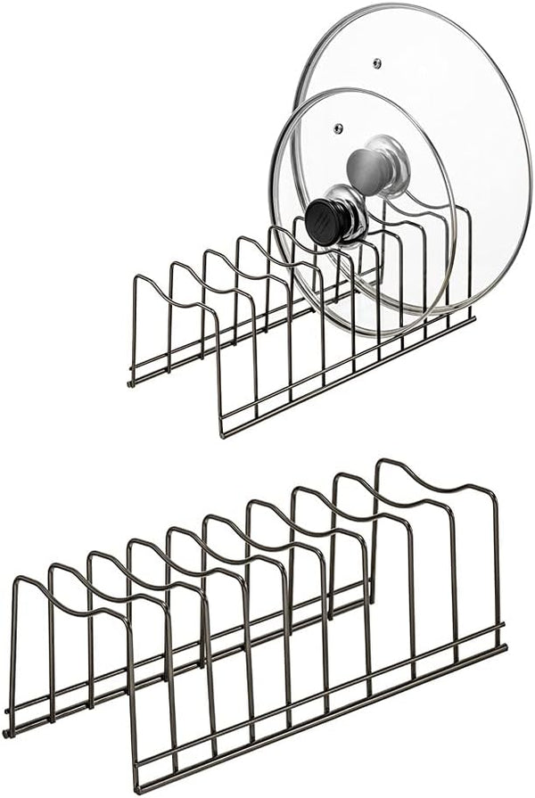 Pot Lid Holder Organizer, Kitchen Countertop Storage Rack for Cutting Boards, Bakeware, Pots & Pans, Stainless Steel