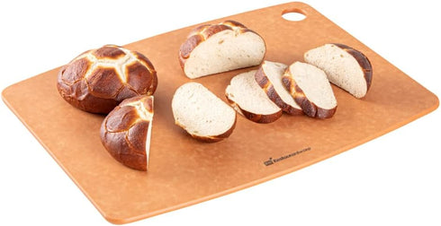 Restaurantware Nature Tek Double-Sided Cutting Board, 14.5 x 10.8 Inch, Durable Kraft Wood Fiber Dishwashable Board