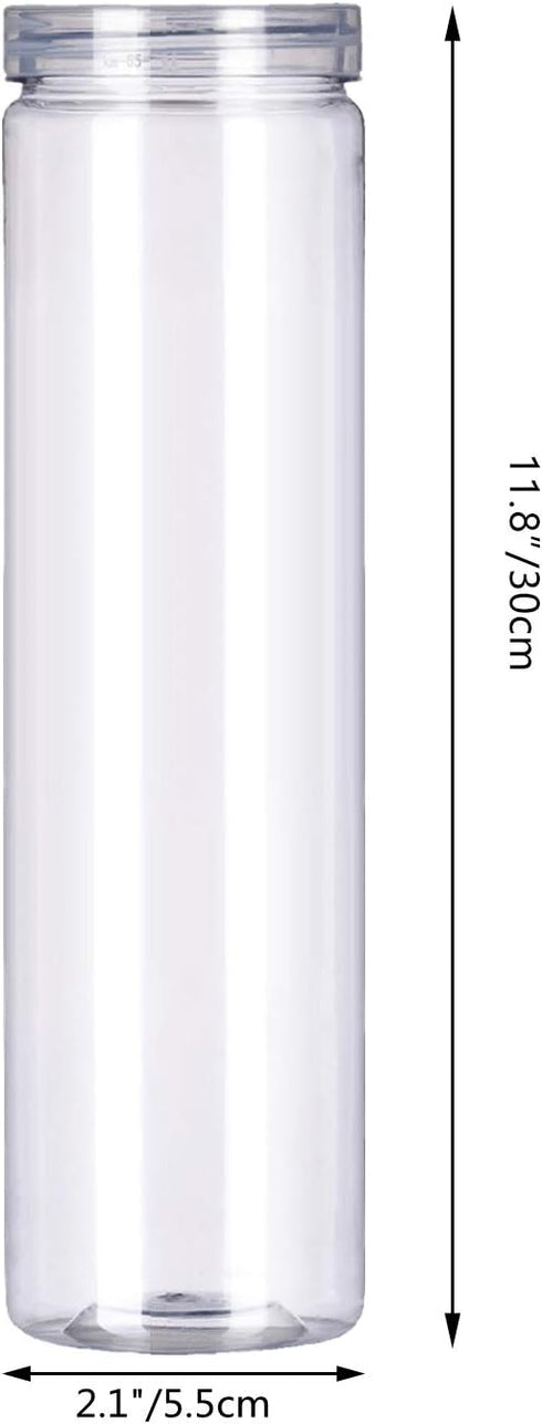 FEOOWV Set of 3Pcs Clear Plastic Food Storage Jar with Lid, Round Transparent Container for Spaghetti, 2.1" Diameter