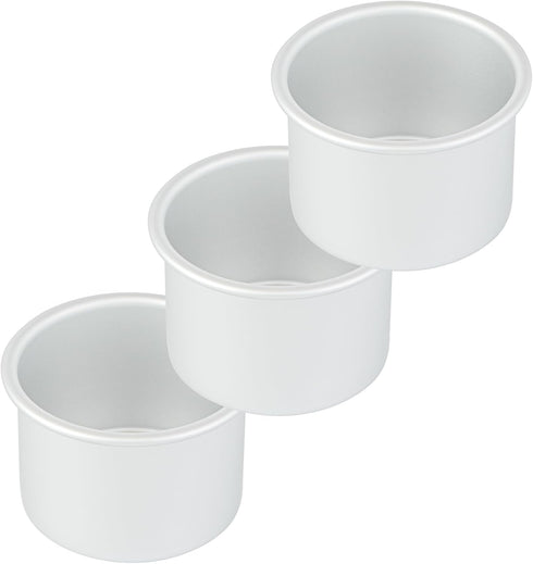 Restaurantware-Met Lux 4 x 3 Inch Straight-Sided Baking Tin, 1 Round Cake Pan - Oven-Ready, Freezable, Anodized Aluminum Round Baking Pan, Greaseproof, for Baking Layer Birthday Cake by Restaurantware