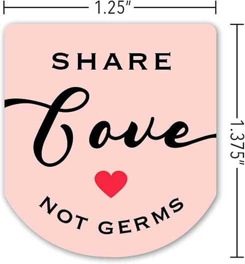 60 1oz 2oz Pink LABELS - Mini Hand Sanitizer Bottle Stickers - Share Love Not Germs, Fits most and Bottles