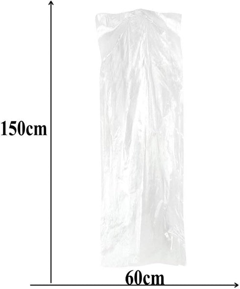 Pack of 50 Transparent Garment Bags, Clothing Cover, Gown and Dress Storage Bag (60 × 150 cm)