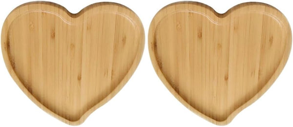 PRETYZOOM Heart Shaped Cutting Board, 2pcs Bamboo Serving Board for Valentines Day Cheese Platter Tray