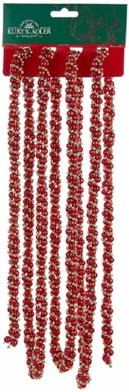 9-Foot Red and Gold Bead Twisted Garland by Kurt Adler