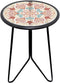 LIFFY Outdoor Metal Side Table,12" Small Outdoor Accent Table with Glass Top,Indoor