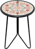 LIFFY Outdoor Metal Side Table,12" Small Outdoor Accent Table with Glass Top,Indoor