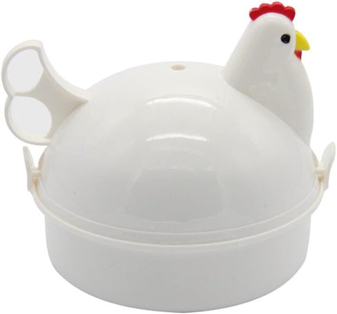 Chicken Shape Microwave Egg Cooker - 4 Eggs Capacity Boiler Steamer Poacher for Omelet & Hard-Boiled Egg