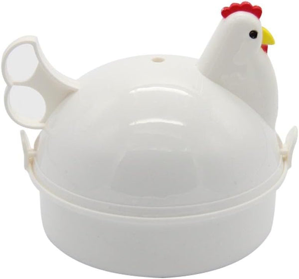 Chicken Shape Microwave Egg Cooker - 4 Eggs Capacity Boiler Steamer Poacher for Omelet & Hard-Boiled Egg