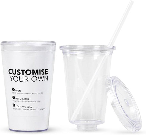 Simple Green Solutions Customizable Paper Insert Acrylic Double Wall Cup for Cold Drinks, 16oz